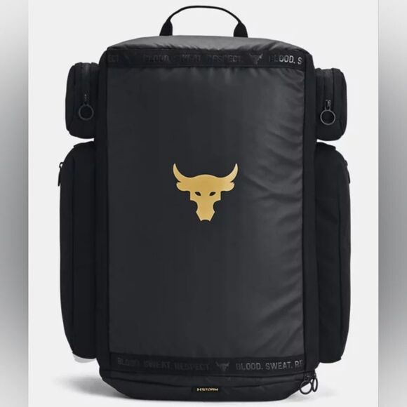 UA Under Armour Project Rock Duffle Backpack Bag Black Gold Gym New 1376459-002 main image 7